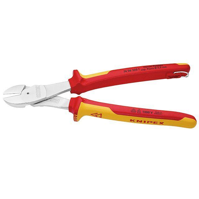 こずです クニペックス 7406-250TBK 絶縁強力斜ニッパー 落下防止（BK） KNIPEX