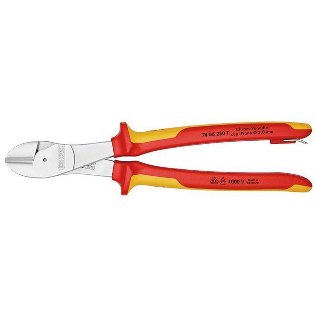 クニペックス 7406-250TBK 絶縁強力斜ニッパー 落下防止（BK） KNIPEX