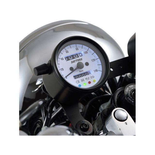 正規品／デイトナ 汎用 バイク用 機械式スピードメーター φ60 ホワイトLED照明 140km/h ブラックボディ ホワイトパネル インジケーター…｜camp｜02