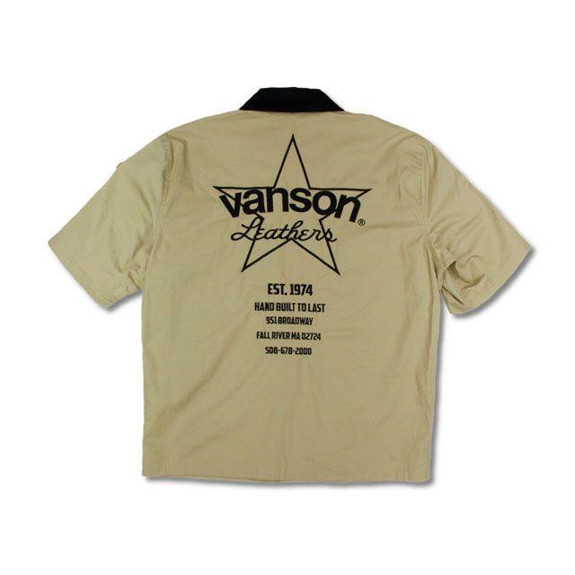 正規品／バンソン 2021春夏モデル VS21108S ワークシャツ（ベージュ/ブラック） サイズ：2XL VANSON バイク｜camp｜02