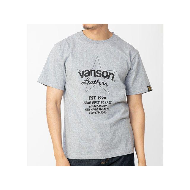 正規品／バンソン 2021春夏モデル VS21808S コットンTシャツ（グレー） サイズ：L VANSON バイク｜camp｜05