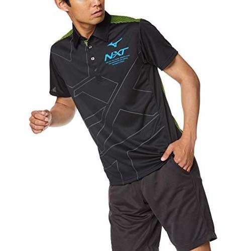Mizuno トレーニングウェア 98％以上節約 N-XT ポロシャツ 半袖 細身 Sサイズ かわいい新作 吸汗速乾 ブラック×セーフティイエロー 32JA9270
