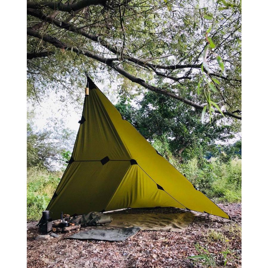 【ブッシュクラフトスペイン】オイルスキン　タープ グリーン 3x3m Bushcraft Spain 軍幕｜camplus-outdoor｜05