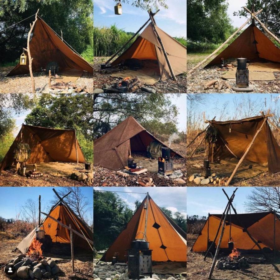 【ブッシュクラフトスペイン】オイルスキン　タープ グリーン 3x3m Bushcraft Spain 軍幕｜camplus-outdoor｜09