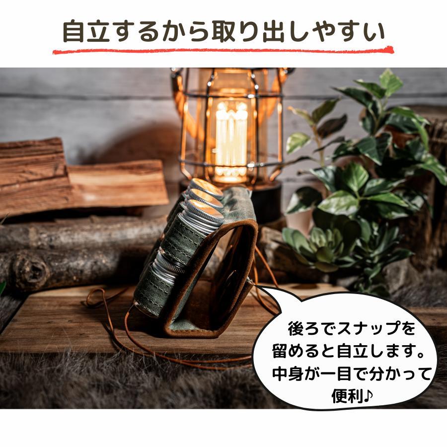 CAMPLUS】 スパイスケース 5口 調味料入れ ボックス 帆布 調味料収納
