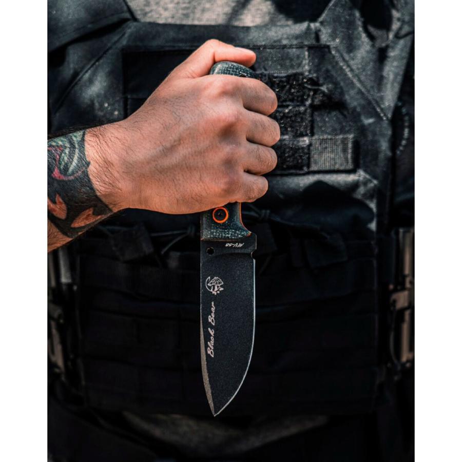 J&V【スペイン産】ブラックベアー ブラック キャンプ用 ナイフ