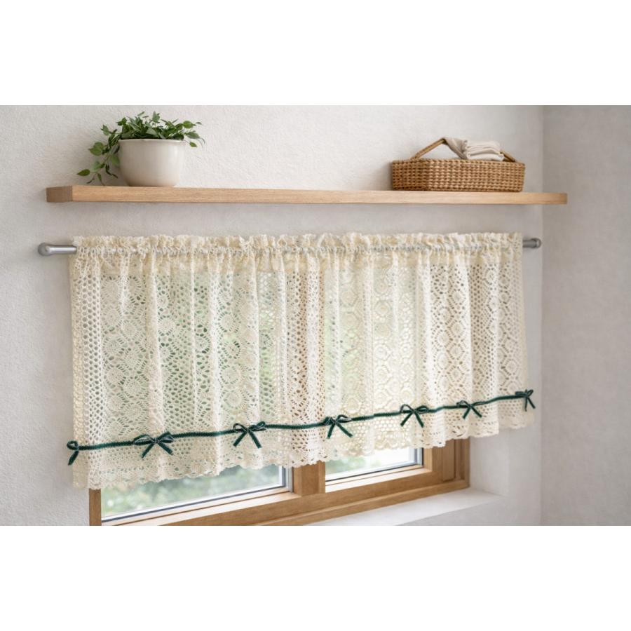 Ponoa(ポノア) カフェカーテン レース 小窓 間仕切り 目隠し 生成り(RK