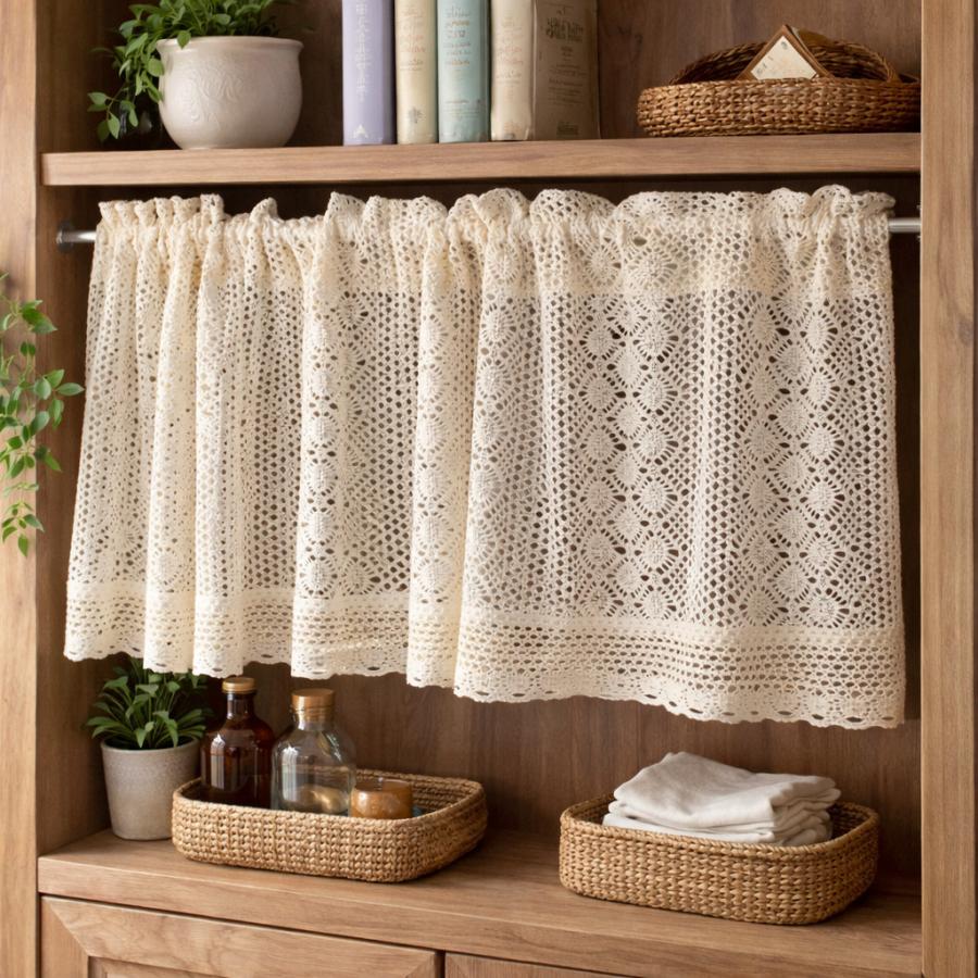 Ponoa(ポノア) カフェカーテン レース 小窓 間仕切り 目隠し 生成り(RK