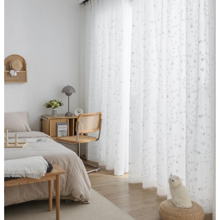 売り尽くしセール】Ponoa ポノア レースカーテン 2枚組 刺繍 おしゃれ