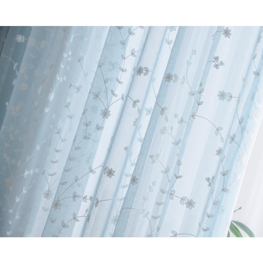 Ponoa ポノアレースカーテン 2枚組 おしゃれ 花柄 刺繍 小花 かわいい カーテン ブルー｜camun-store｜06
