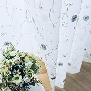Ponoa ポノア レースカーテン 2枚組 刺繍 おしゃれ 花柄 かわいい カーテン ブルー｜camun-store｜10
