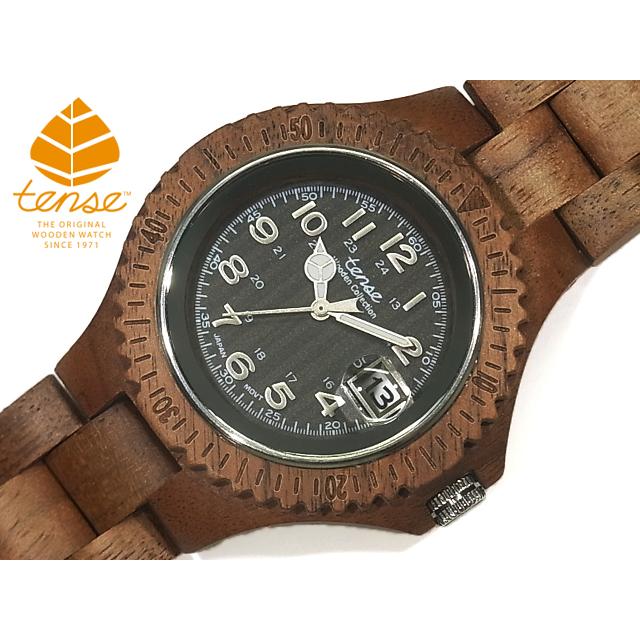 カナダ製 メンズ Tense社 日本製ムーブメント ウッドウォッチ 木製腕時計 メンズ 日本製ムーブメント 安心の国内メンテナンス対応 日付機能付 Hj G4100war 腕時計 アクセサリー カナディアンセレクト