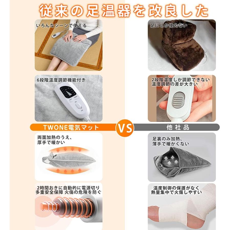 売れ筋ランキングも 足温器 Twone フットウォーマー 電気座布団 電気ホットマット テレワーク 在宅勤務 ６段階温度調整 タイマー機能 電気足温器 両面暖房 充電式カイロ Ternamedical Org