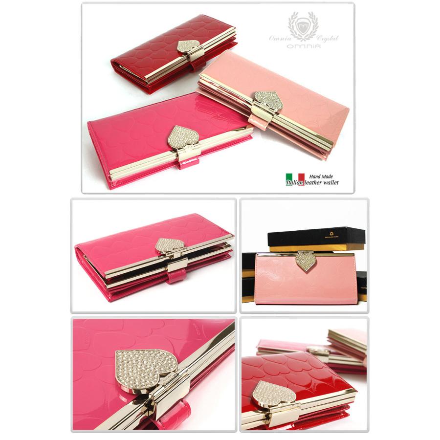 長財布 財布 本革 Omnia オムニア ブランド ガマ口 がま口 二つ折り キラキラ 赤 ピンク ハート型押し ハート エナメル Omnia17heart3 Canary 通販 Yahoo ショッピング