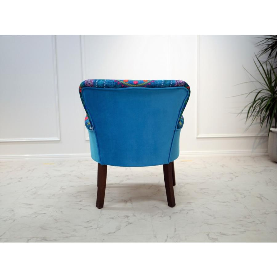 ROYAL (ロイヤル) 1人掛けソファ ブルー 花柄 トルコ製 sf1-r001-bl