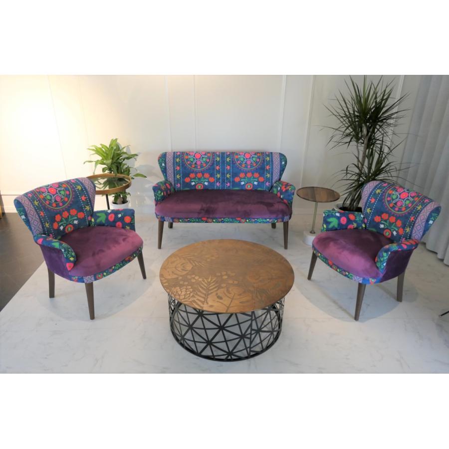 ROYAL (ロイヤル) 1人掛けソファ パープル 花柄 トルコ製 sf1-r001-pu