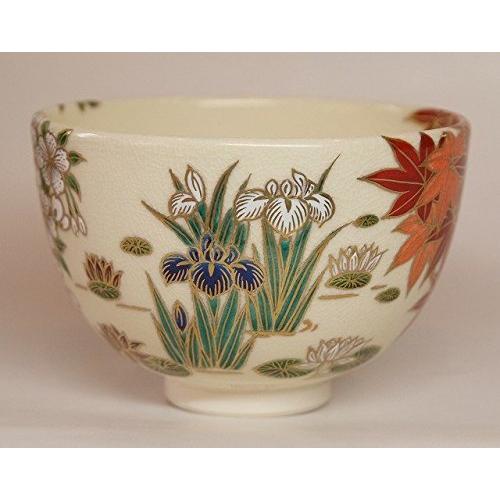 送料無料新品送料無料新品抹茶茶碗 清閑寺窯 杉田祥平作 色絵雲錦四季
