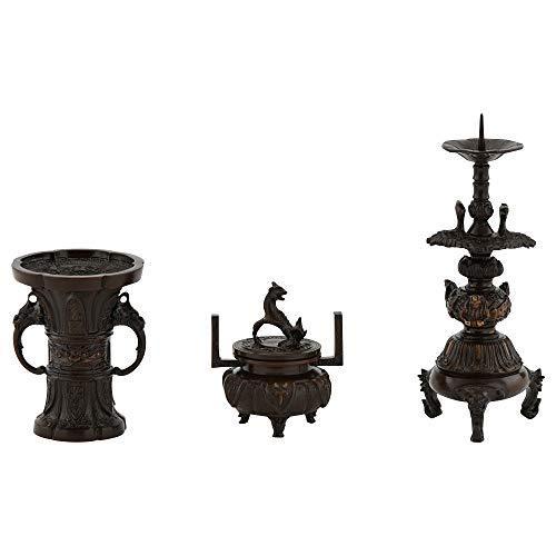 【訳あり品】 【お仏壇のはせがわ】 仏具 セット 浄土真宗 本願寺派 西 仏具3点セット 花立 火立 香炉 花瓶 ろうそく立て 鶴 亀 三具足 木瓜菖蒲 長健院 2.5B 【SKC1581797234】(55414円)