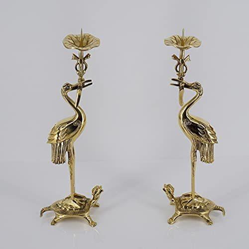 超人気 専門店 仏壇 仏具の窓口 丸鶴亀火立 磨き 4寸 火皿高29.5最大巾