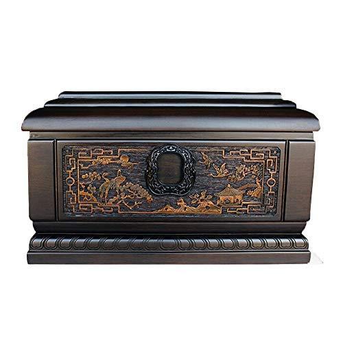 CAND　JAPAN人間の灰のための手彫りのデザインの壷、火葬の壷木彫りの職人技自然な風景のパターンの細かいテクスチャー