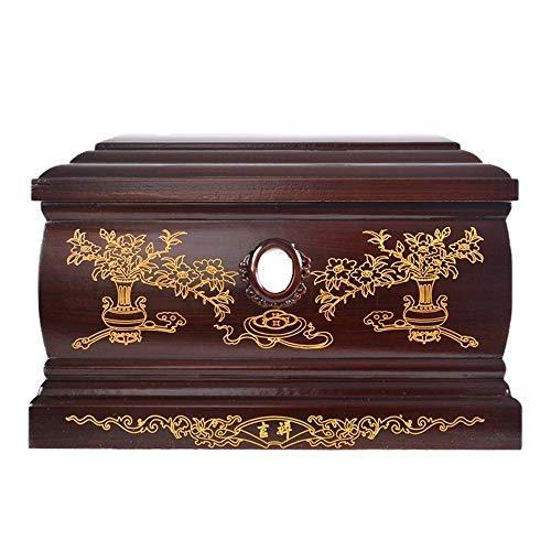 CAND JAPAN人間の灰のための手彫りのデザインの壷、灰のための火葬の壷、永遠の記憶箱の記念壷（ブラックサンダルウッド、380キュービックインチ）