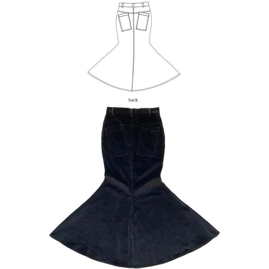 コーデュロイ エックス スカート マキシ丈 マーメイド ストレッチ