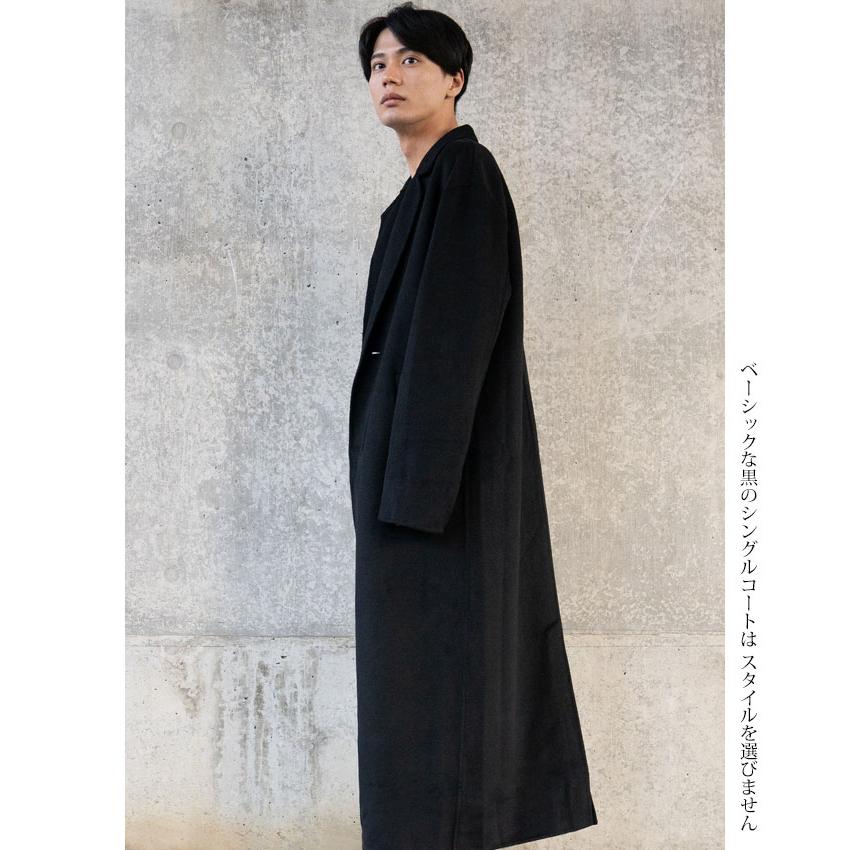 メンズ ロングコート シングル ブラック メンズファッション メンズ ロングコート シングル ブラック メンズファッション