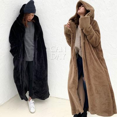 モコモコ マックス マキシ コート フェイクファー ボア アウター