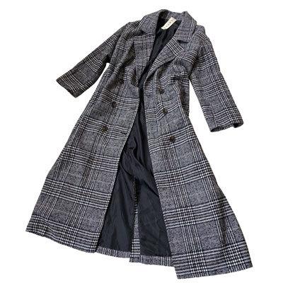 グレンチェック マキシ コート ダブル ロング デニムにもスーツにも