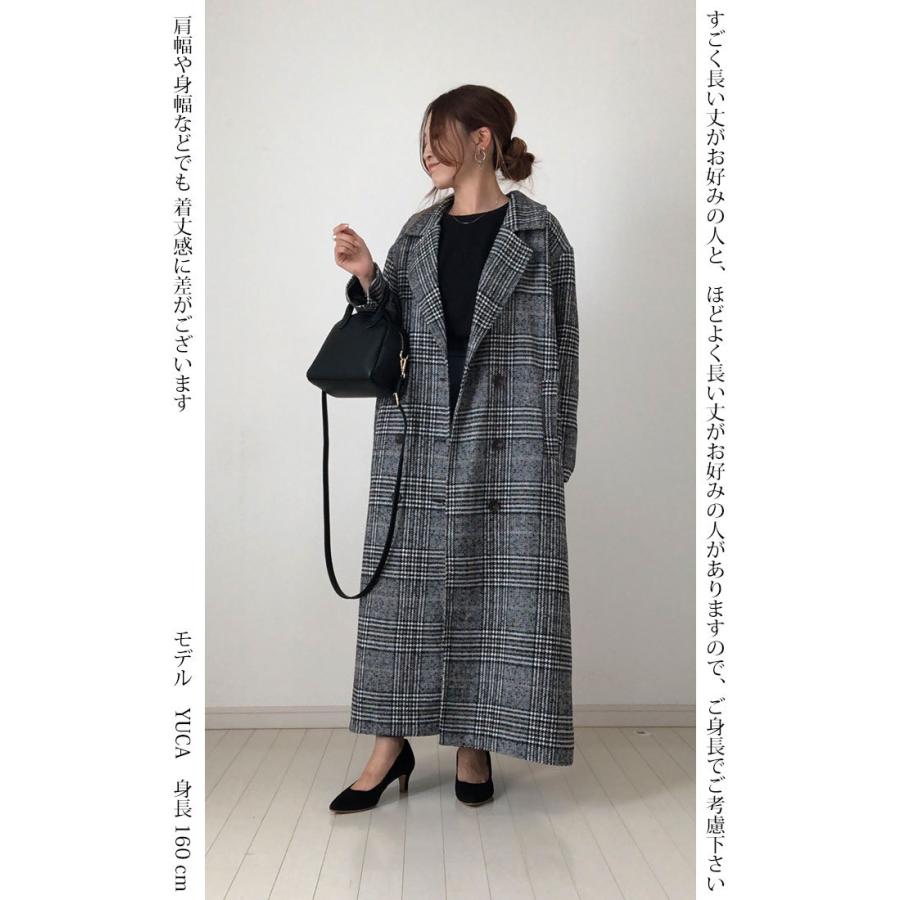 グレンチェック マキシ コート ダブル ロング デニムにもスーツにも
