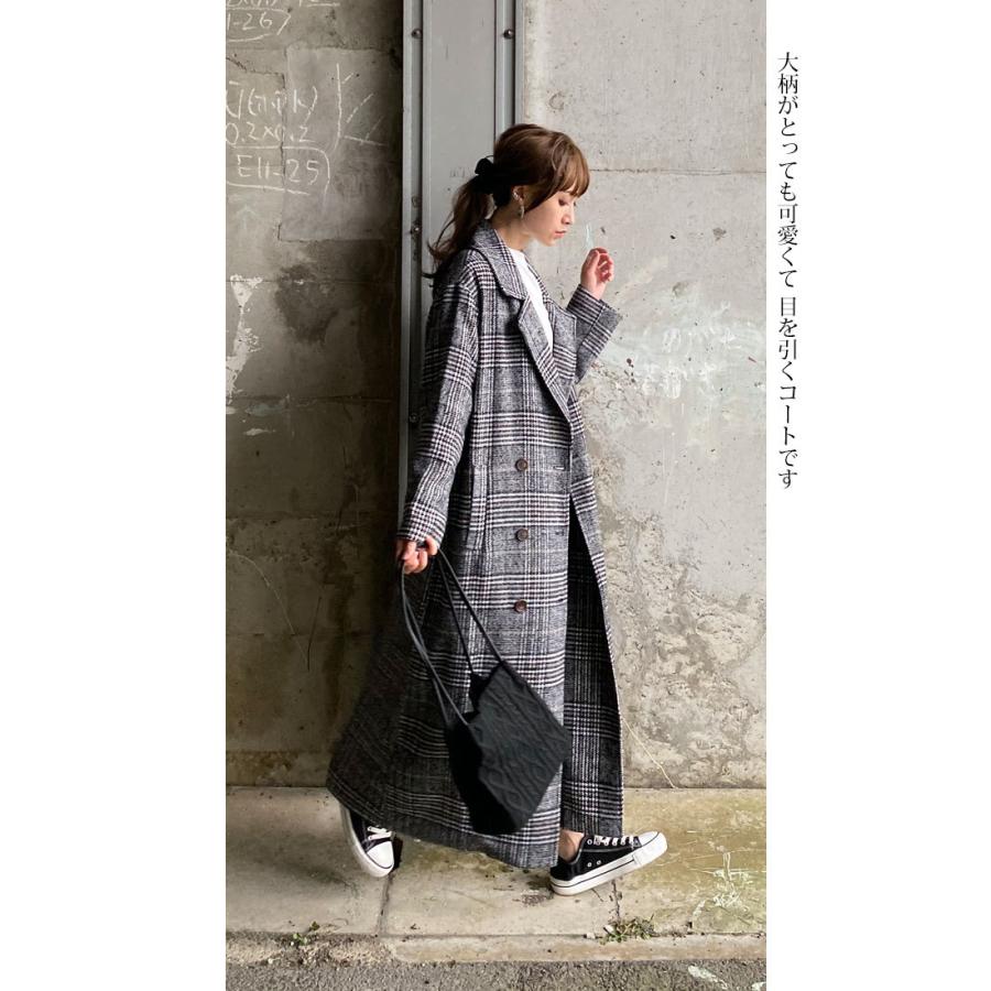 グレンチェック マキシ コート ダブル ロング デニムにもスーツにも