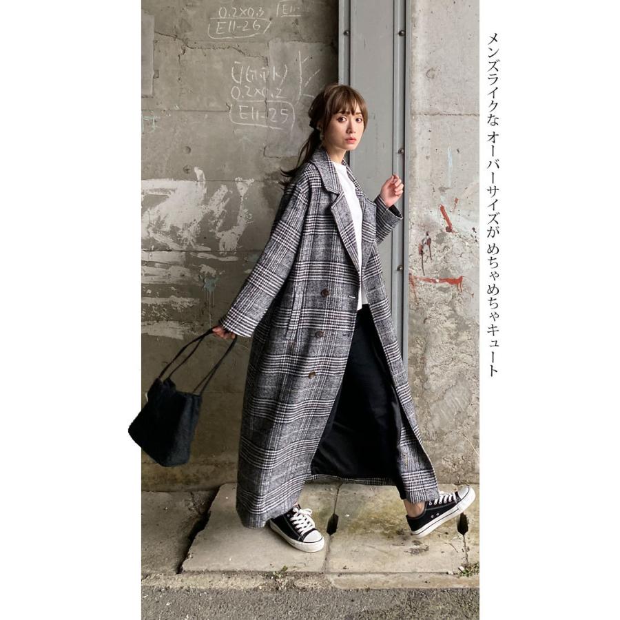 グレンチェック マキシ コート ダブル ロング デニムにもスーツにも