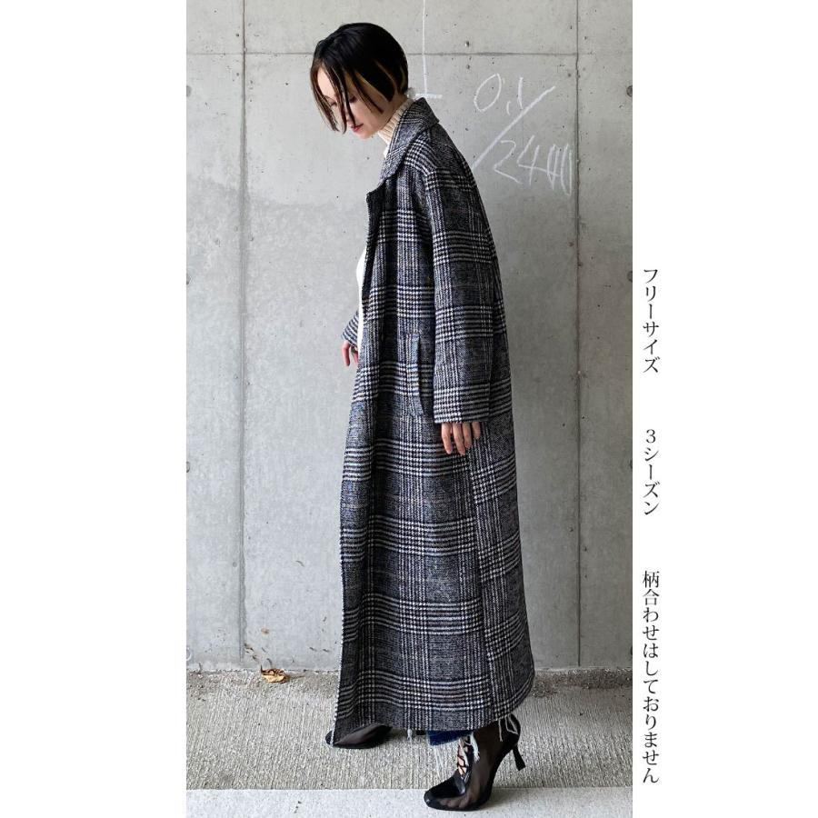 グレンチェック マキシ コート ダブル ロング デニムにもスーツにも