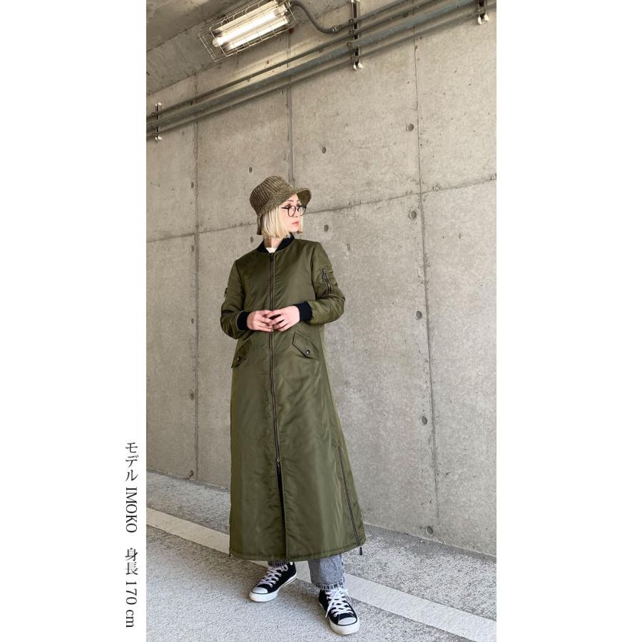 ロングMAー1 渋カーキ メンズライク レディースファッション