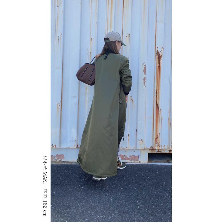 ロングMAー1 渋カーキ メンズライク レディースファッション