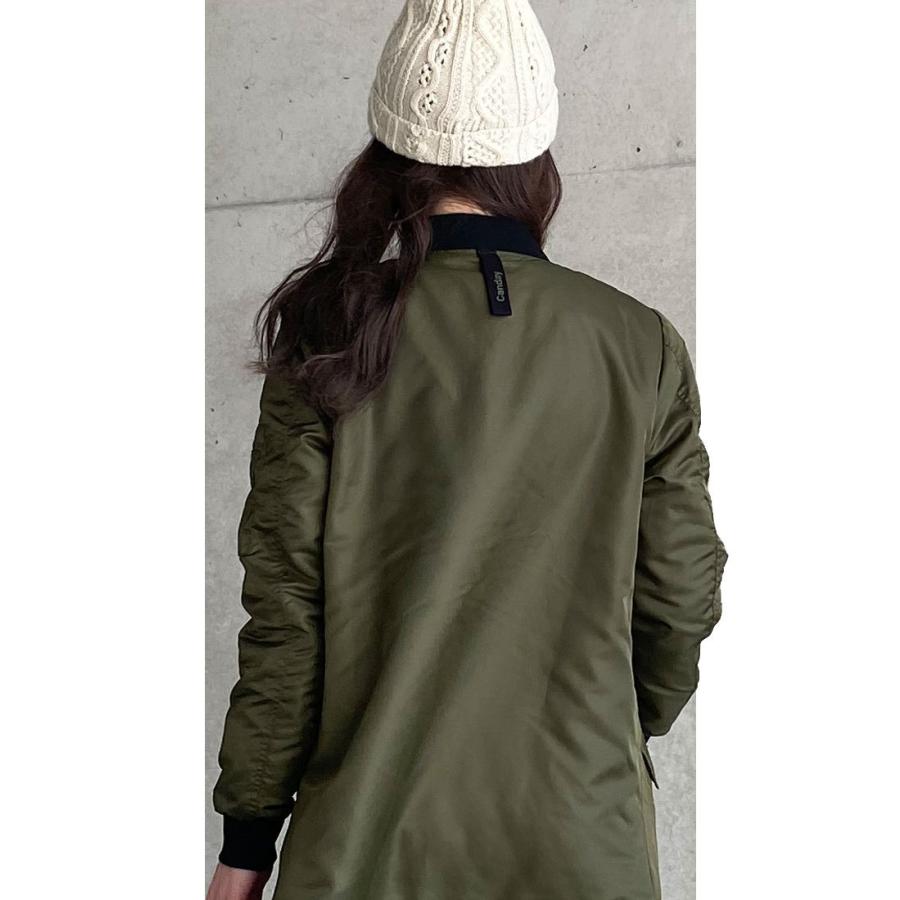 ロングMAー1 渋カーキ メンズライク レディースファッション