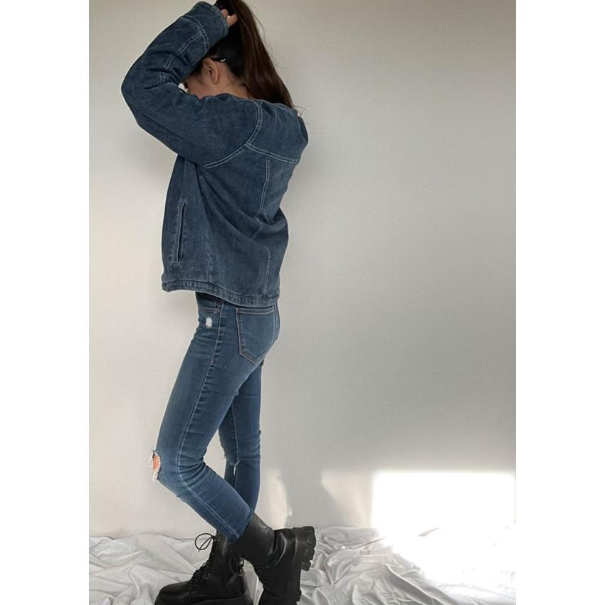 綿入りキルティング裏地 デニム ジャケット フリーシーズン ストレッチ