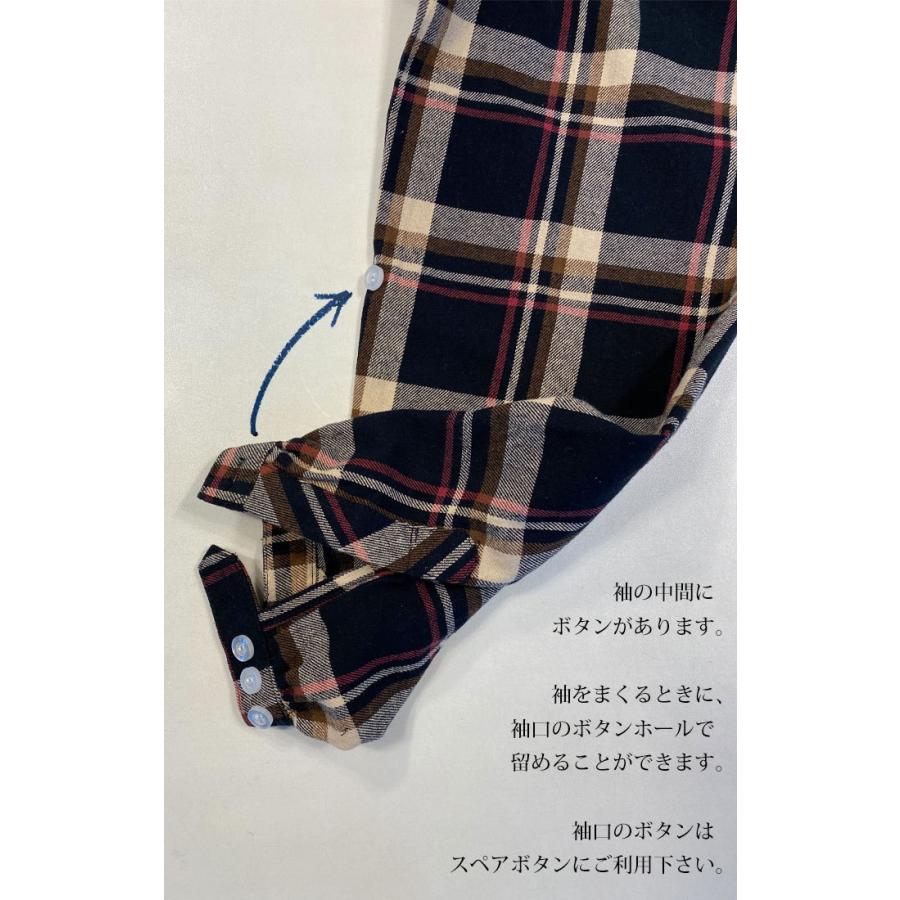 チェック シャツ ワンピ Bネル ブラック コットン 長袖 マックス