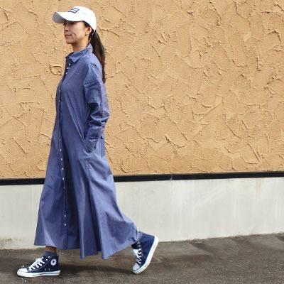 パケット便 砂時計ストライプシャツワンピース コットン シャツ 春 初夏 秋 着丈 130cm 1cm ネイビー レディース ワンピース ロング On 0097 Canday 通販 Yahoo ショッピング