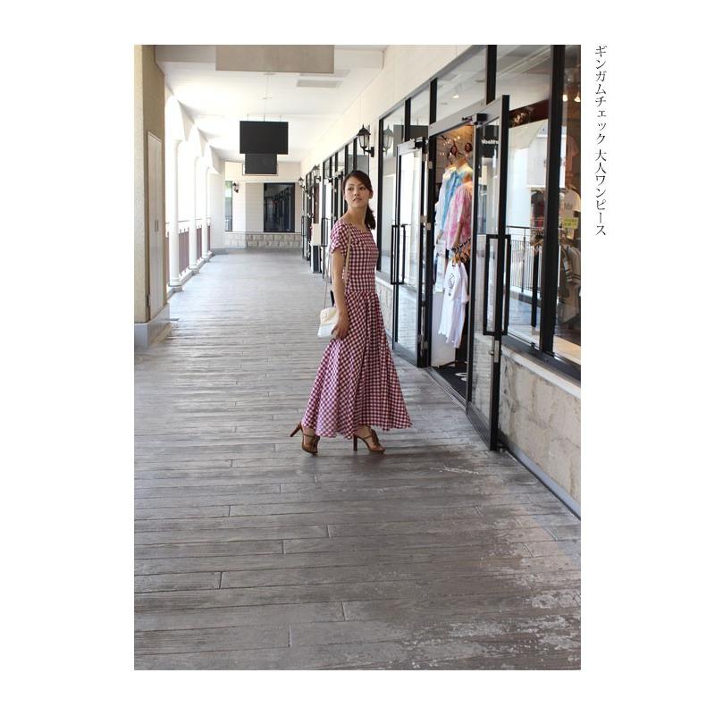 ギンガムチェック 大人ワンピース ワンピース ロング マキシ ａライン ドレス 落ち着いた風合い織り布 カーディガンやジャケットなど羽織りものが合います On 0143 Canday 通販 Yahoo ショッピング