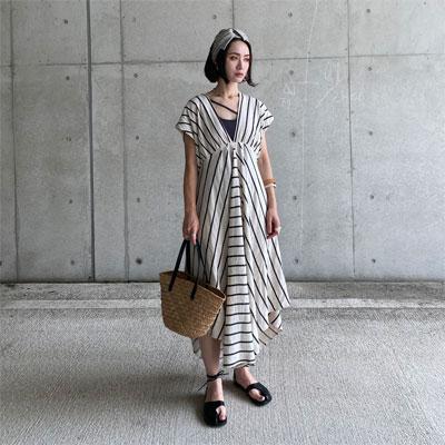 最新な 着丈２サイズ ストライプの切替でスッキリ見せ 深いｖネックと ワンピース ｌｅｍｏｎトライアングル リネン ワンピース レディース ストライプ コットン ワンピース 着丈サイズ ｍ丈 Www Ayacouture Co Uk