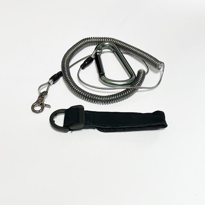 スパイラルコード ストラップ付き 1個 竿の落下防止 尻手ロープ ワイヤー内蔵 | 