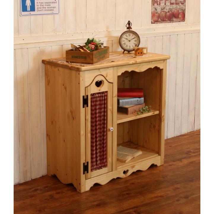 キャビネット ハート 布扉付き キッチンラック オーダーメイド