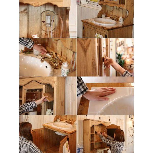 洗面台 幅80 奥行60 日本製 鏡 収納 カントリー 家具 手作り 木 木製