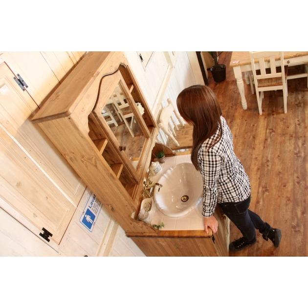 洗面台 幅80 奥行60 日本製 鏡 収納 カントリー 家具 手作り 木 木製