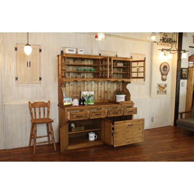 カントリー 4ガラスドア カップボード DW オーダー家具 サイズ変更可能