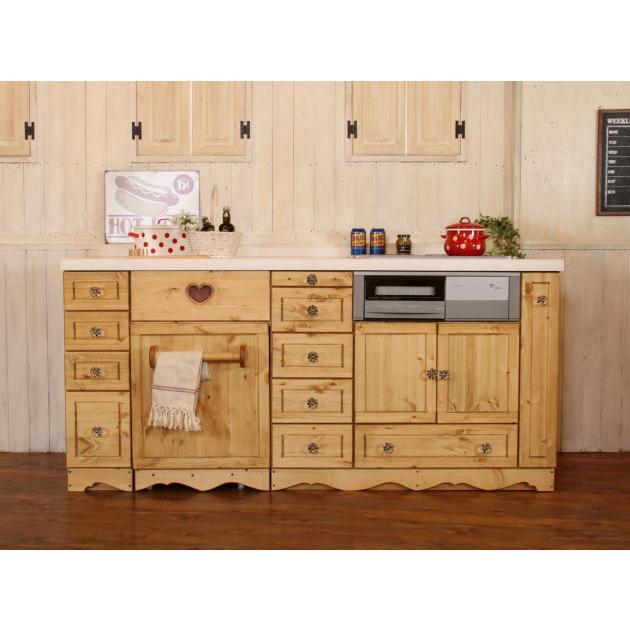 A7人気シール帳 カントリー キッチン 15 Ｗ1800 I型 オーダー家具 サイズ変更可能 北欧 無垢 木製 パイン材 収納 人造大理石 天板 セラミックトップ 【3582040140】(125488円)