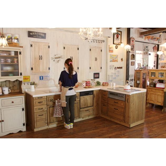 カントリー キッチン L型 4 2550 1700 オーダー家具 サイズ変更 カントリー キッチン L型 4 2550 1700 オーダー家具 サイズ変更