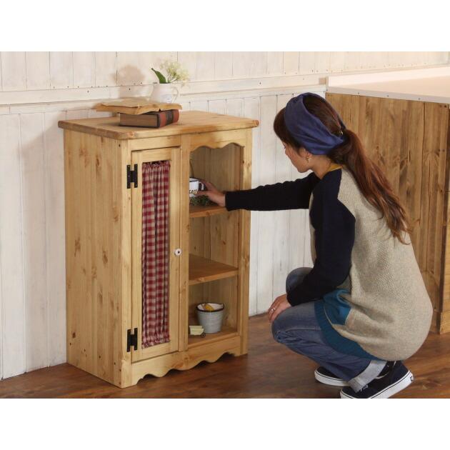 完全オーダーメイド　ラック カントリーキャビネット キッチン収納 オーダー家具 ナチュラル 布扉