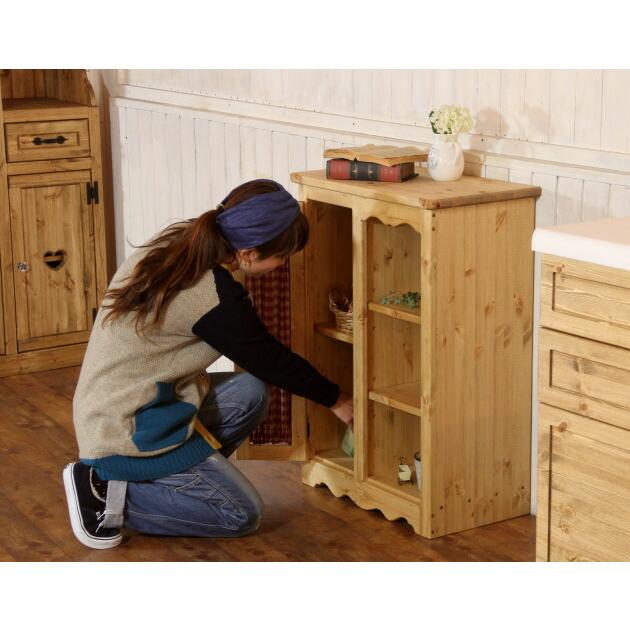カントリーキャビネット キッチン収納 オーダー家具 ナチュラル 布扉